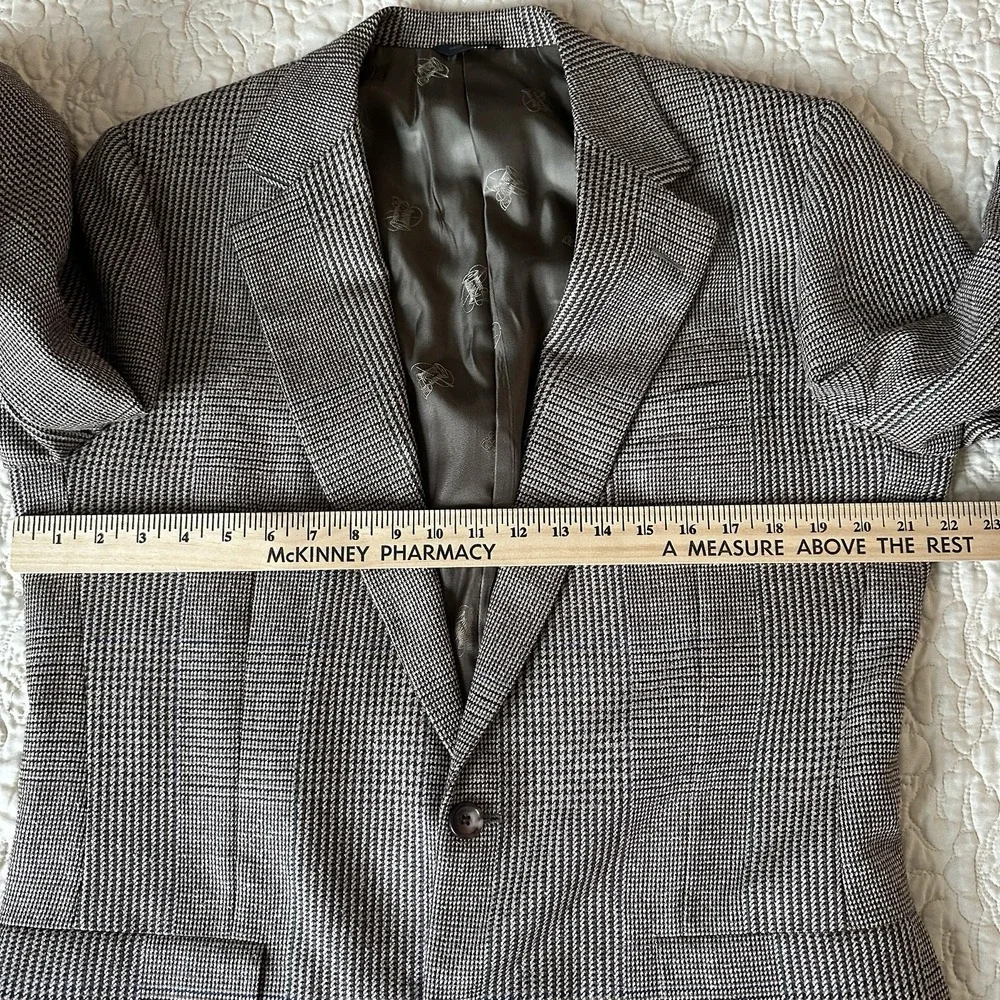VTG Marvin Brown Dallas Canterbury Wool Silk Blazer Jacket 41L Brown Houndstooth